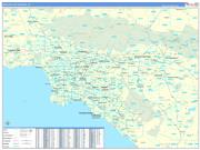 Greater Los Angeles Metro Area Wall Map Basic Style 2022